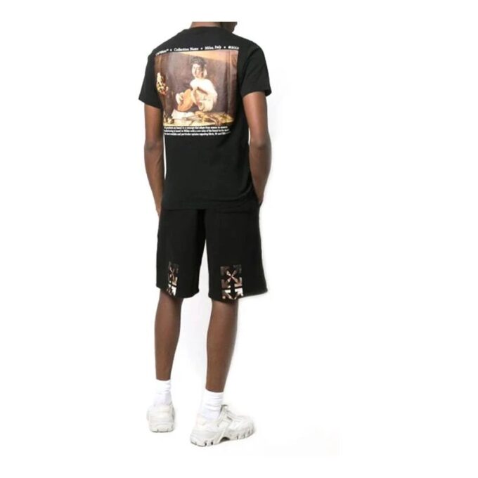 Off-White Herr SS22 Caravaggio Alfabettryck Rundhalsad Tröja Kortärmad Standardversion Svart