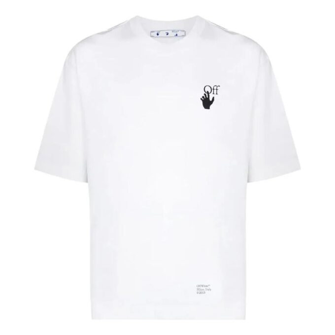 Off-White Herr SS22 Caravaggio pilmönster logotryck rund hals kortärmad vit T-shirt