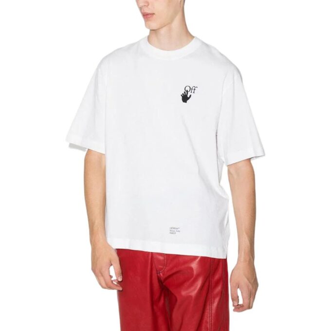Off-White Herr SS22 Caravaggio pilmönster logotryck rund hals kortärmad vit T-shirt