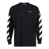 Off-White Herr SS22 Diag Alphabet Stripe Pattern Pullover Långärmad Löst sittande Svart T-shirt