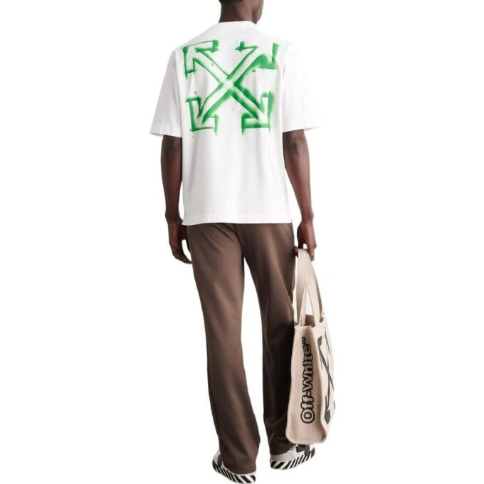 Off-White Herr SS22 Diagonal Arrow Spray Painting Kortärmad Löst Sittande Vit T-shirt