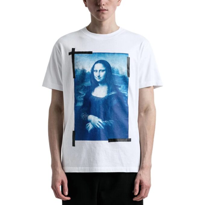 Off-White Herr SS22 Elizabeth-tryck Rundhalsad tröja Kortärmad vit T-shirt