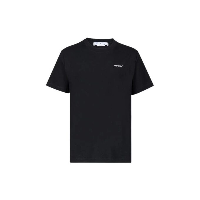 Off-White Herr SS22 enfärgad bomullströja med tryck, kortärmad, svart T-shirt