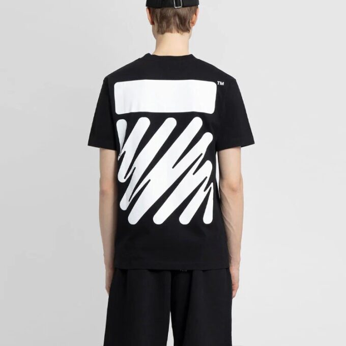 Off-White Herr SS22 enfärgad bomullströja med tryck, kortärmad, svart T-shirt