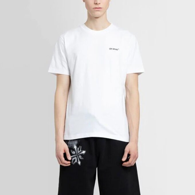 Off-White Herr SS22 enfärgad bomullströja med zebramönster, kortärmad, vit T-shirt