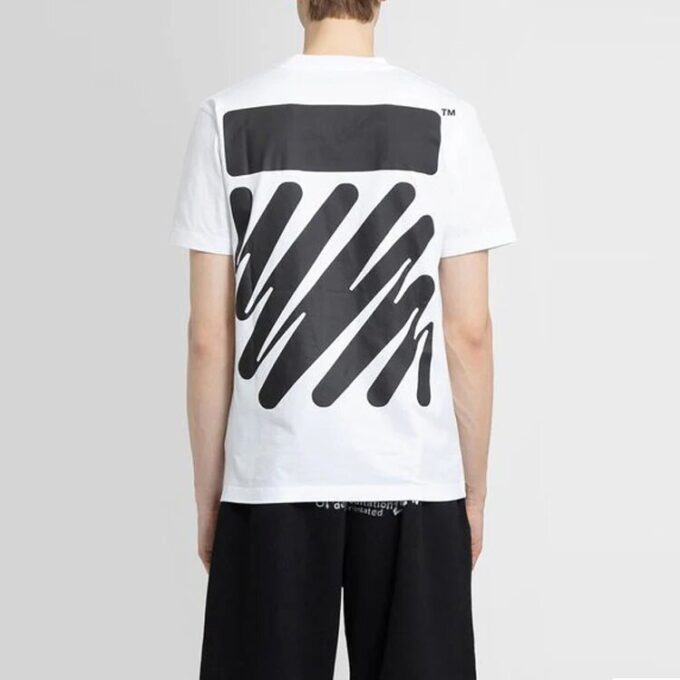 Off-White Herr SS22 enfärgad bomullströja med zebramönster, kortärmad, vit T-shirt