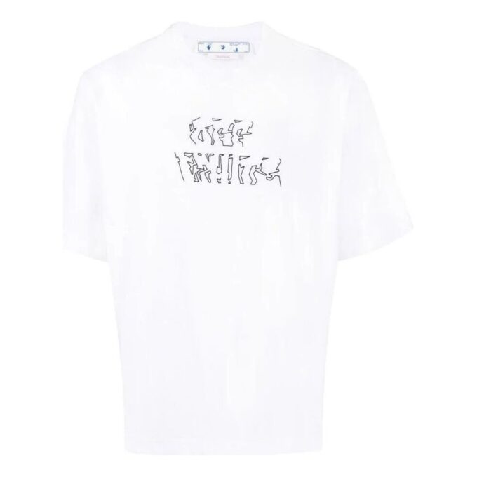 Off-White Herr SS22 enfärgad kortärmad vit T-shirt med pilmönster