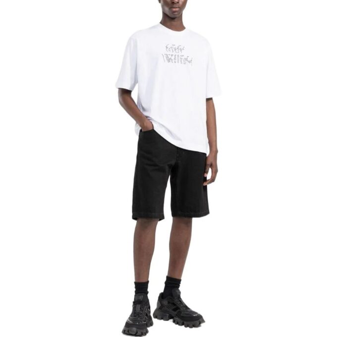 Off-White Herr SS22 enfärgad kortärmad vit T-shirt med pilmönster