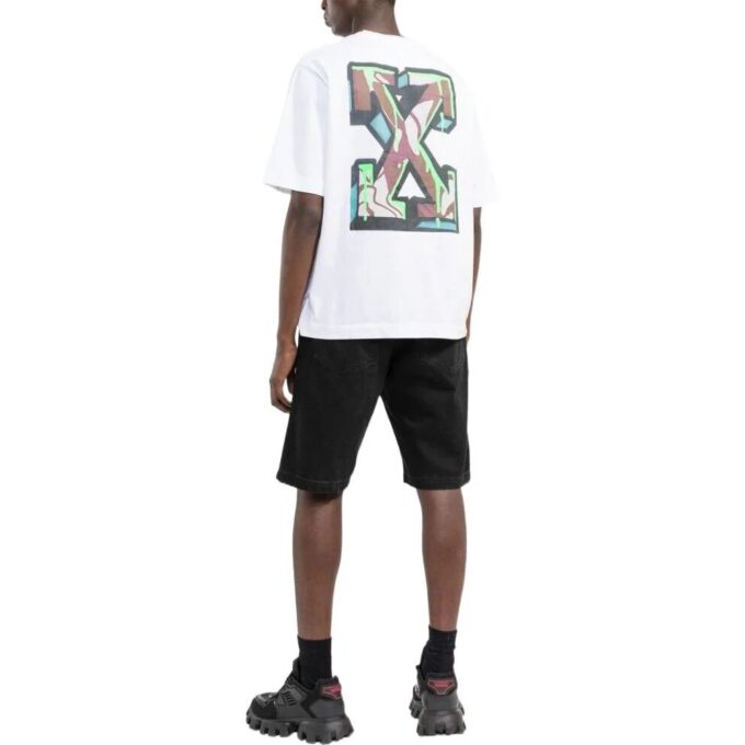 Off-White Herr SS22 enfärgad kortärmad vit T-shirt med pilmönster
