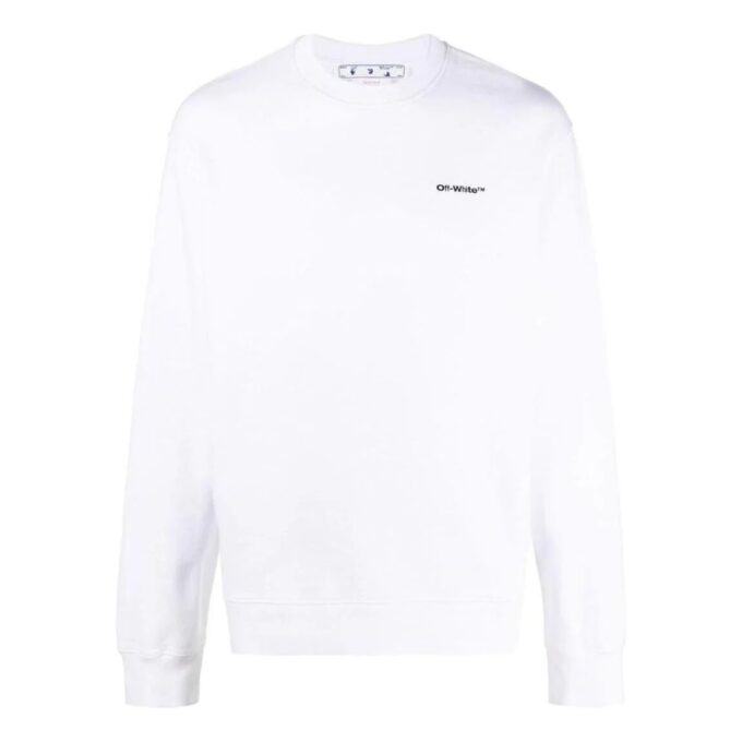 Off-White Herr SS22 enfärgad med logotryck, rund hals, långärmad version, vit