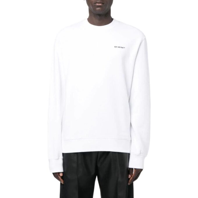 Off-White Herr SS22 enfärgad med logotryck, rund hals, långärmad version, vit