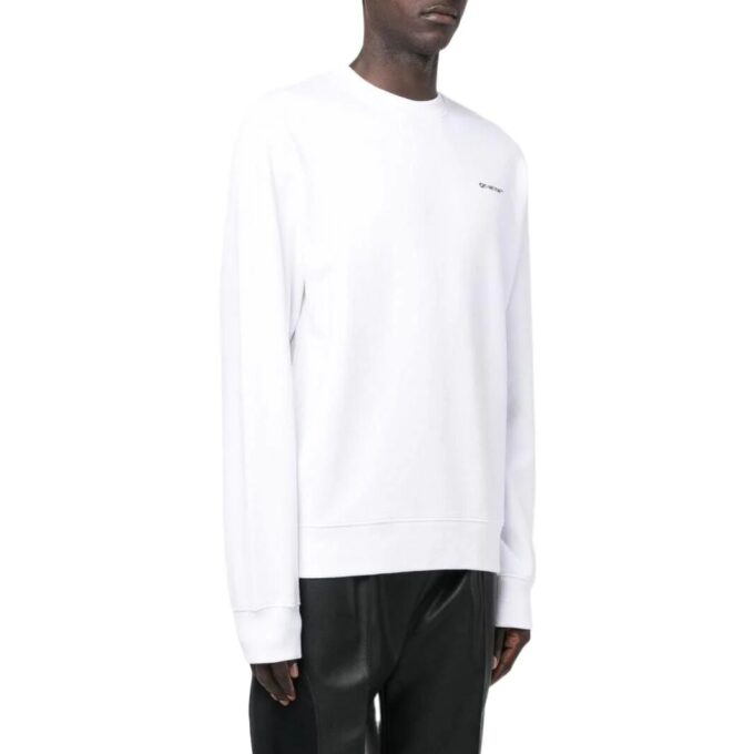 Off-White Herr SS22 enfärgad med logotryck, rund hals, långärmad version, vit