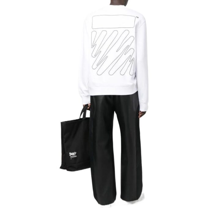 Off-White Herr SS22 enfärgad med logotryck, rund hals, långärmad version, vit