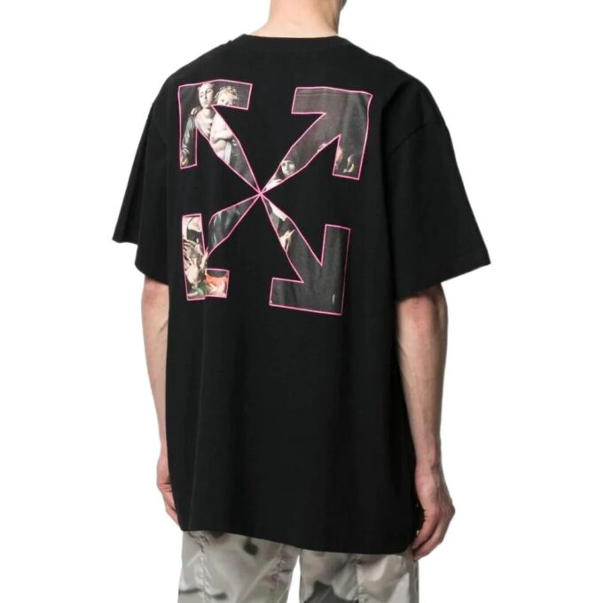 Off-White Herr SS22 enfärgad mönstertryck kortärmad svart T-shirt