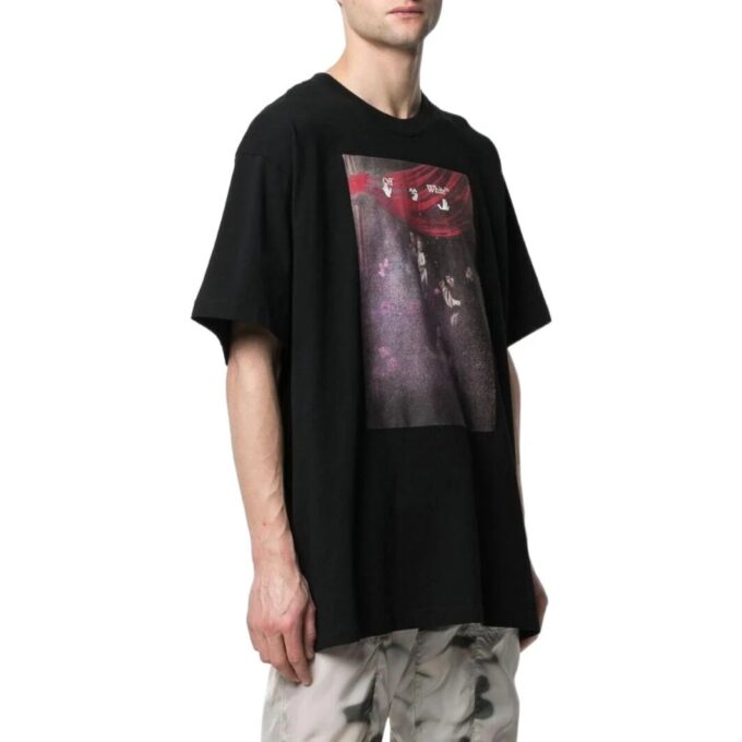 Off-White Herr SS22 enfärgad mönstertryck kortärmad svart T-shirt