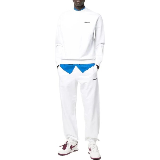 Off-White Herr SS22 enfärgad rundhalsad långärmad tröja i vitt