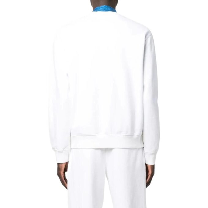 Off-White Herr SS22 enfärgad rundhalsad långärmad tröja i vitt