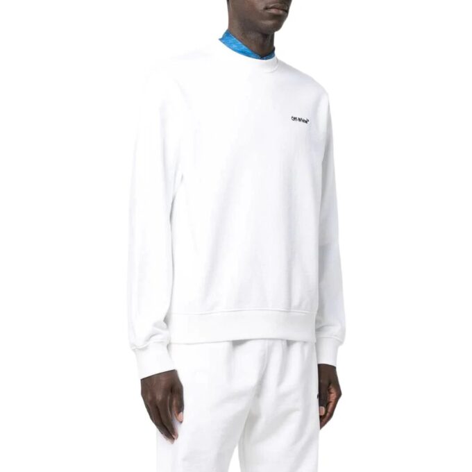 Off-White Herr SS22 enfärgad rundhalsad långärmad tröja i vitt