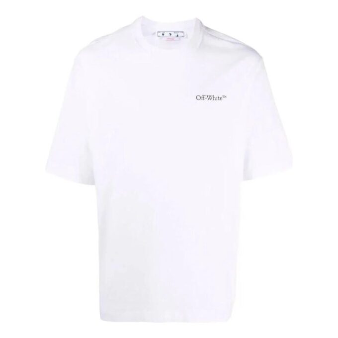 Off-White Herr SS22 enfärgad T-shirt med alfabettryck och korta Shorts, vit