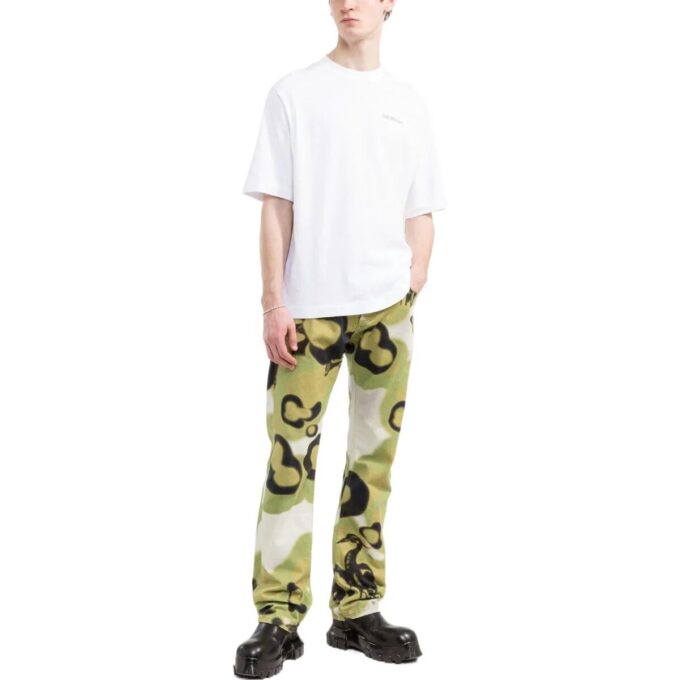 Off-White Herr SS22 enfärgad T-shirt med alfabettryck och korta Shorts, vit