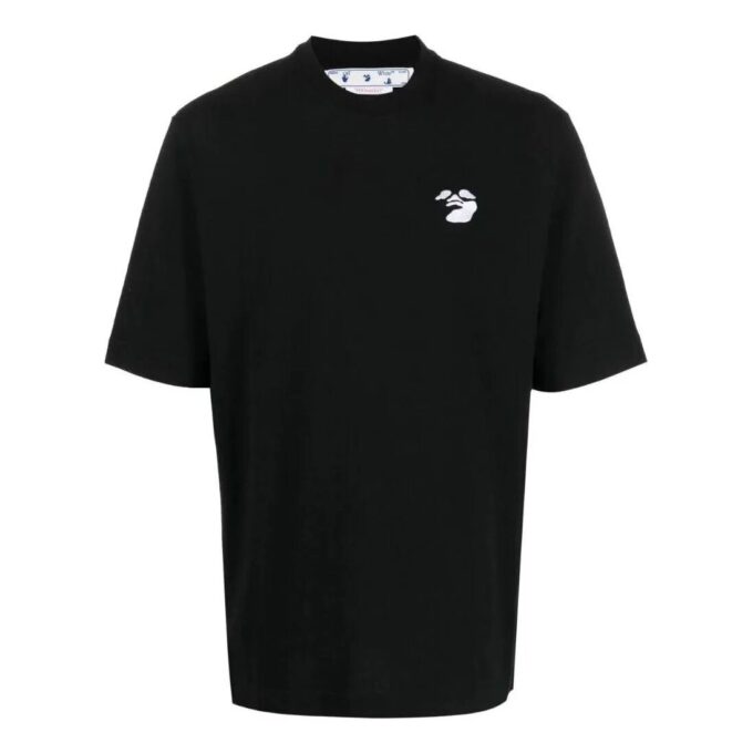 Off-White Herr SS22 enfärgad T-shirt med broderat logo, kortärmad, svart Short