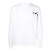 Off-White Herr SS22 Randig logotryckad pullover med rund hals och långa ärmar, vit T-shirt