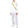 Off-White Herr SS22 Randig logotryckad pullover med rund hals och långa ärmar, vit T-shirt