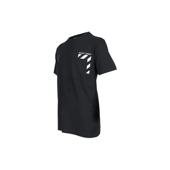 Off-White Herr SS22 Randig med tryckt alfabet, kortärmad version, svart