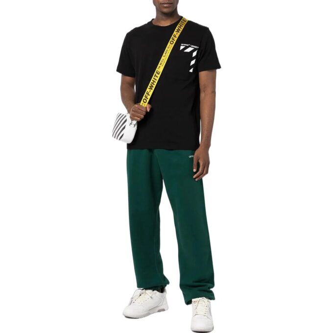 Off-White Herr SS22 Randig med tryckt alfabet, kortärmad version, svart