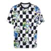 Off-White Herr SS22 Rutig blommönster Rund hals Kortärmad Löst sittande Svart T-shirt