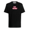 Off-White Herr SS22 T-shirt med alfabettryck, rund hals, korta ärmar och lös passform, svart
