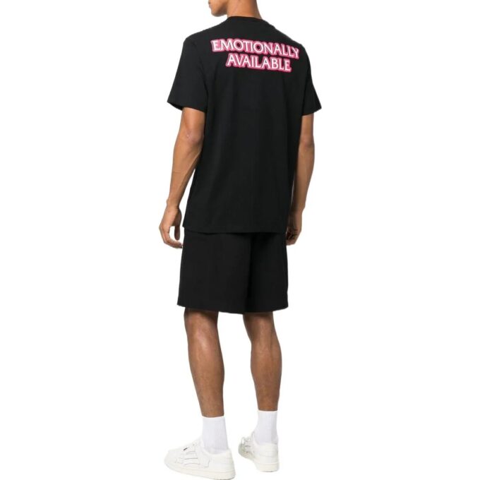 Off-White Herr SS22 T-shirt med alfabettryck, rund hals, korta ärmar och lös passform, svart