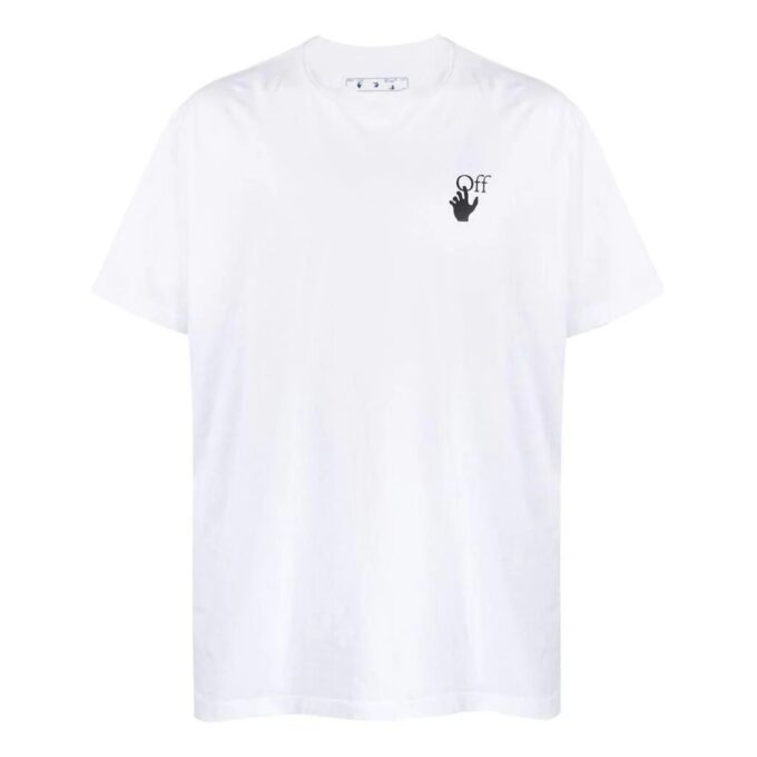 Off-White Herr SS22 T-shirt med Arrows-mönster, lös passform, korta ärmar, vit