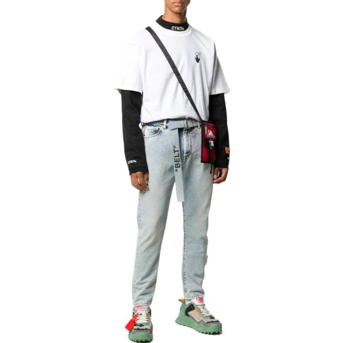 Off-White Herr SS22 T-shirt med Arrows-mönster, lös passform, korta ärmar, vit