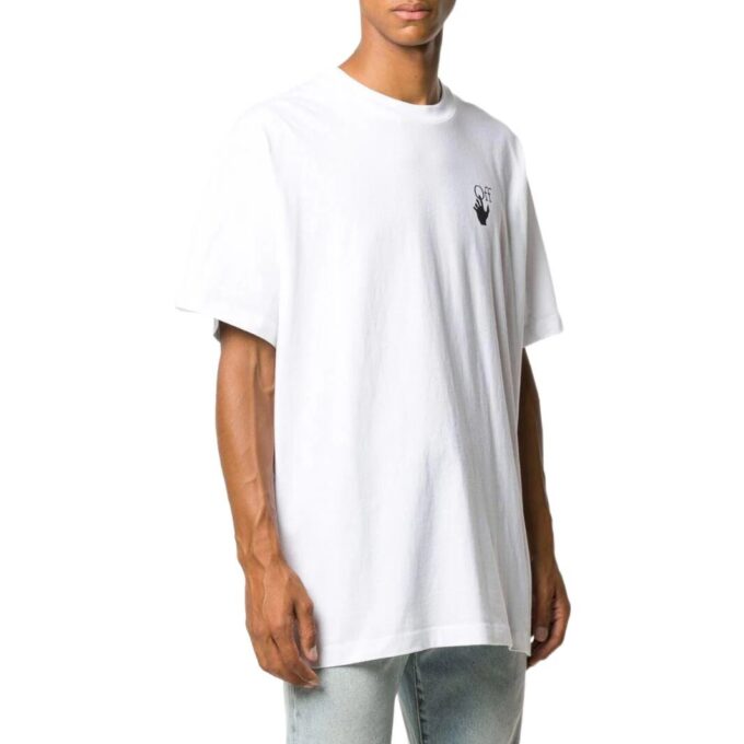 Off-White Herr SS22 T-shirt med Arrows-mönster, lös passform, korta ärmar, vit