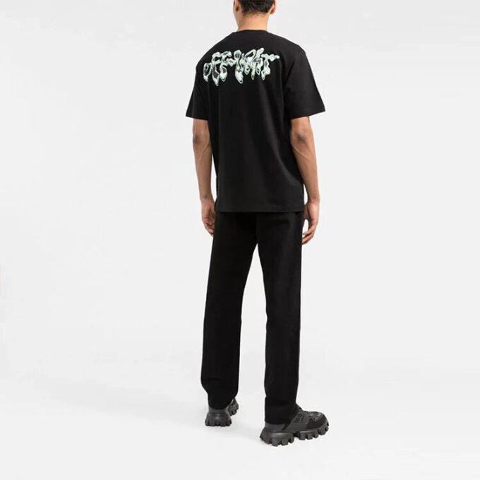 Off-White Herr SS22 T-shirt med klassiskt pil- och alfabettryck på bröstet, kortärmad, svart