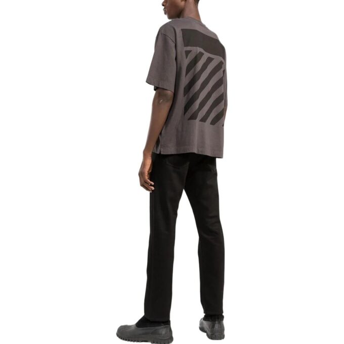 Off-White Herr SS22 T-shirt med klassiskt tryckt logo, rund hals och korta Shorts, standardversion, brun