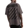 Off-White Herr SS22 T-shirt med klassiskt tryckt logo, rund hals och korta Shorts, standardversion, brun