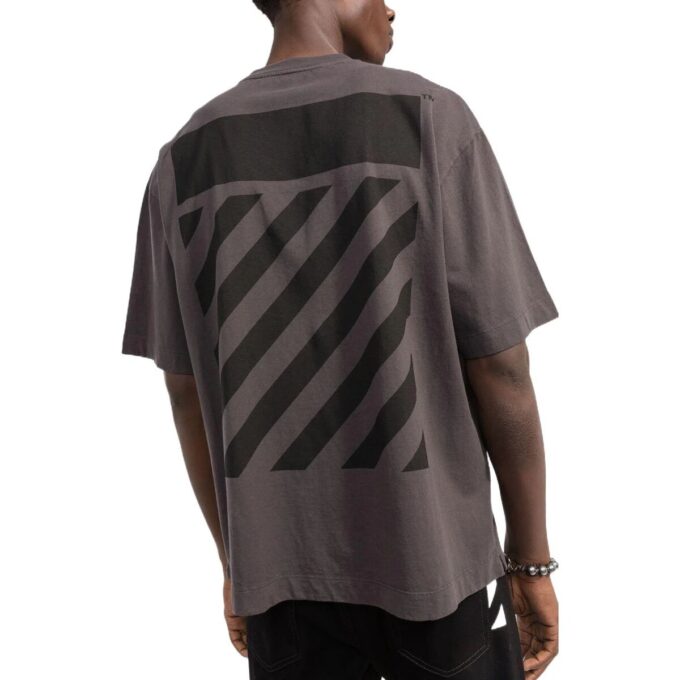 Off-White Herr SS22 T-shirt med klassiskt tryckt logo, rund hals och korta Shorts, standardversion, brun