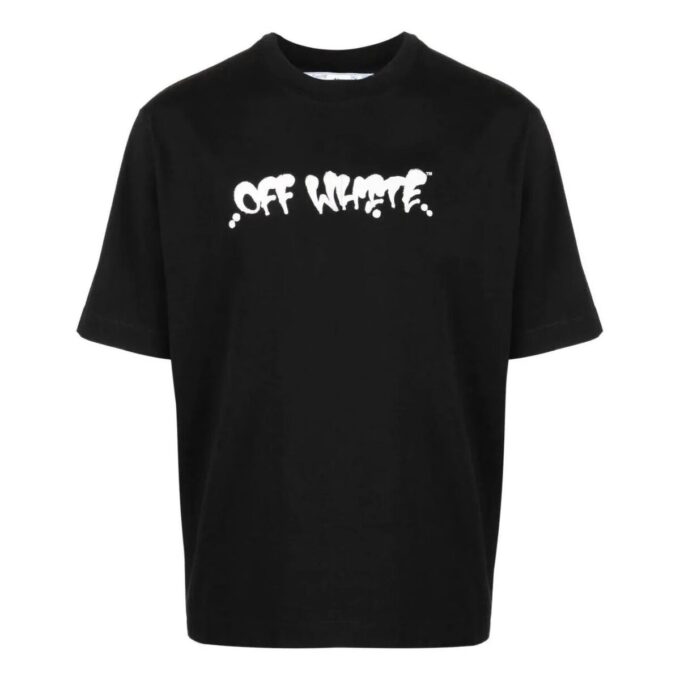 Off-White Herr SS22 T-shirt med kort ärm och tryckt alfabet i svart
