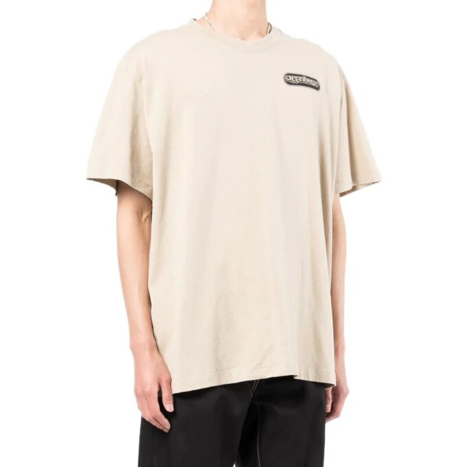 Off-White Herr SS22 T-shirt med logotryck, kortärmad, ljusbrun Short