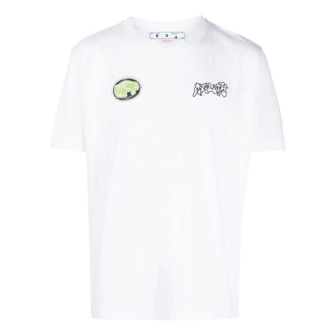 Off-White Herr SS22 T-shirt med logotryck, kortärmad, vit