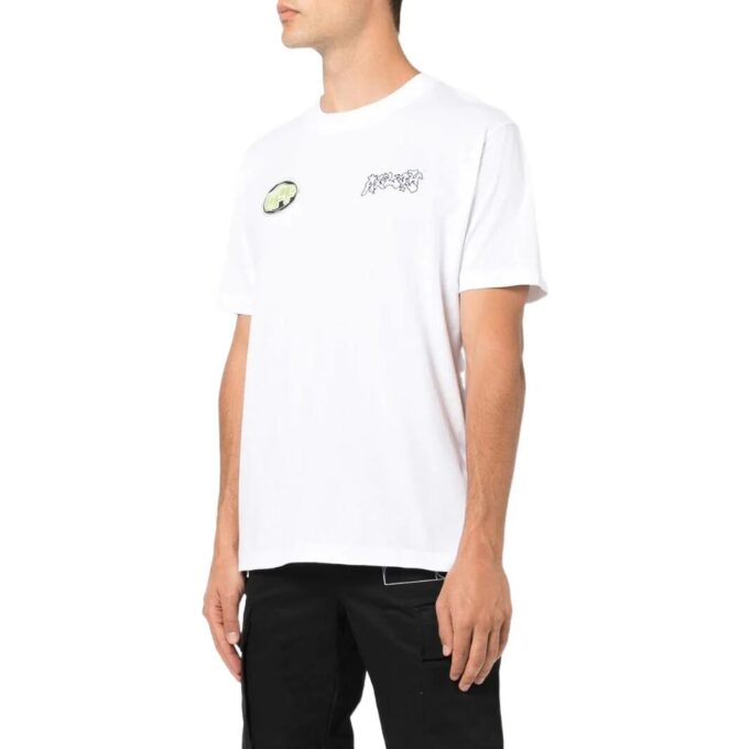 Off-White Herr SS22 T-shirt med logotryck, kortärmad, vit
