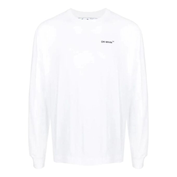 Off-White Herr SS22 T-shirt med logotryck, långärmad, vit