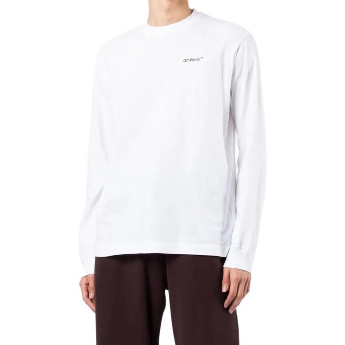 Off-White Herr SS22 T-shirt med logotryck, långärmad, vit