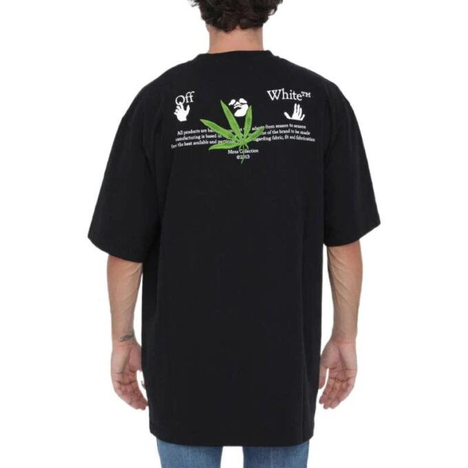 Off-White Herr SS22 T-shirt med logotryck, rund hals, korta ärmar och lös passform, svart