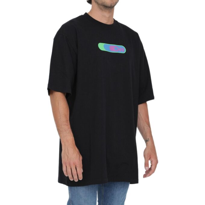 Off-White Herr SS22 T-shirt med logotryck, rund hals, korta ärmar och lös passform, svart