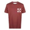 Off-White Herr SS22 T-shirt med logotryck, rund hals och korta Shorts i tegelrött
