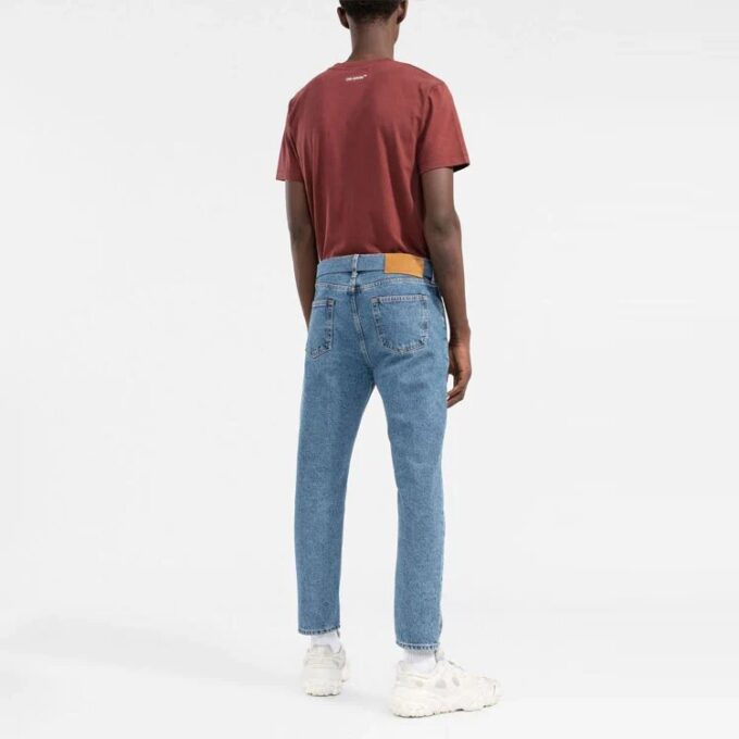 Off-White Herr SS22 T-shirt med logotryck, rund hals och korta Shorts i tegelrött