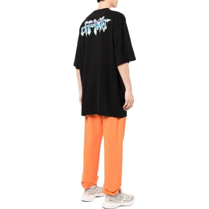 Off-White Herr SS22 T-shirt med logotryck, rund hals och korta Shorts, svart